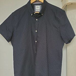 Zara Short Sleeve Button Down Dotted Shirt Slimfit